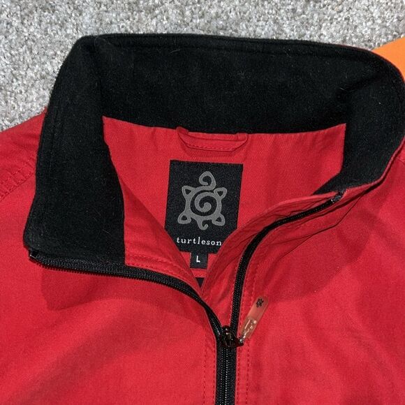 Two (2) Mesh Lined Fleece Red & Orange Turtleson Performance Golf Vest Jacket L - Picture 3 of 12